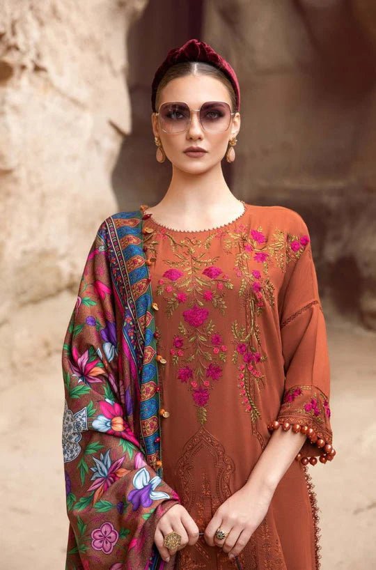 Maria B - 3PC Unstitched LAWN Embroidered Suite with Printed DUPATTA - Wareeb.Shop