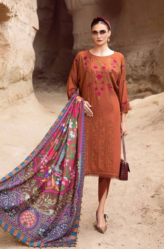 Maria B - 3PC Unstitched LAWN Embroidered Suite with Printed DUPATTA - Wareeb.Shop