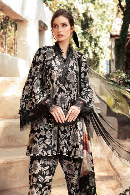 Maria B 3Pcs Lawn Dress With Printed Dupatta - Wareeb.Shop