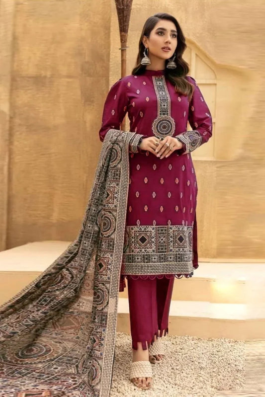 Mehron Embroidered lawn Three Piece winter Collection FCC - 189 - Wareeb.Shop