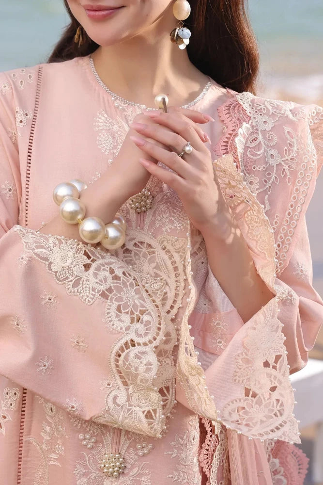 Qalamkaar - Unstitched 3PC Lawn Embroidered Shirt with Embroidered Khadi Net Dupatta - Wareeb.Shop