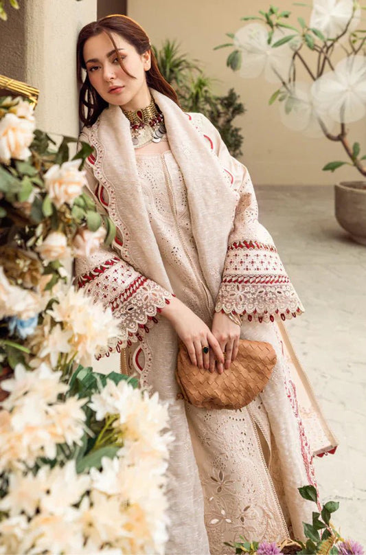 Qalamkar - 3Pc Lawn Embroidered Shirt With Khadi Net Embroidered Dupatta - Wareeb.Shop