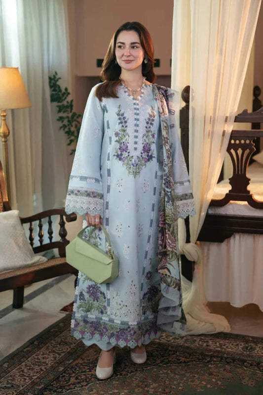 Qalamkar Chikenkari Embroidered Dhanak Three Piece QL - 1028 - Wareeb.Shop