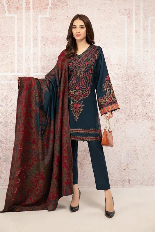 Qalamkar Embroidered Dhanak Three Piece QL - 1022 - Wareeb.Shop