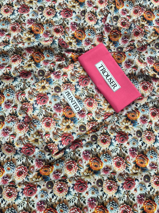 Premium Bonanza Lawn 2-Piece - Digital Printed Shirt with Matching Plain Trouser