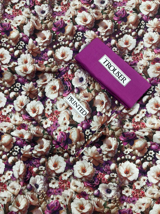 Premium Bonanza Lawn 2-Piece - Digital Printed Shirt with Matching Plain Trouser