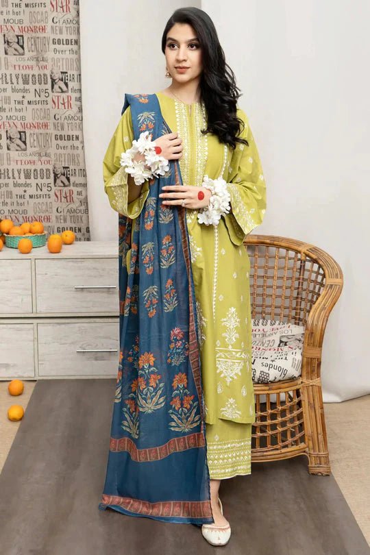 Urge - 3Pc Lawn Embroidered Shirt With Embroidered Trouser - Wareeb.Shop