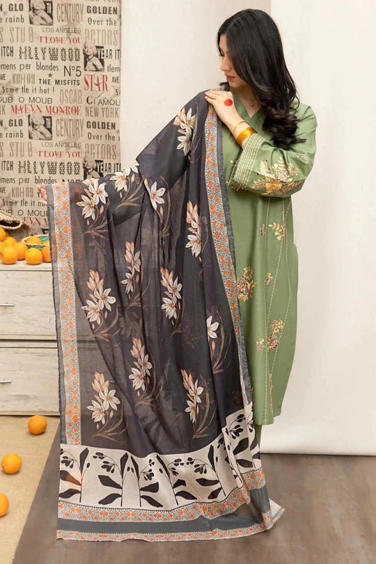 Urge - 3Pc Lawn Embroidered Shirt With Lawn Printed Dupatta And Embroidered Trouser - Wareeb.Shop