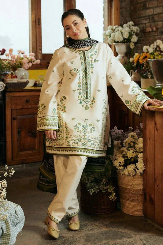 Zara Shahjahan 3Pc Lawn Embroidered Shirt With Printed Lawn Dupatta - Wareeb.Shop