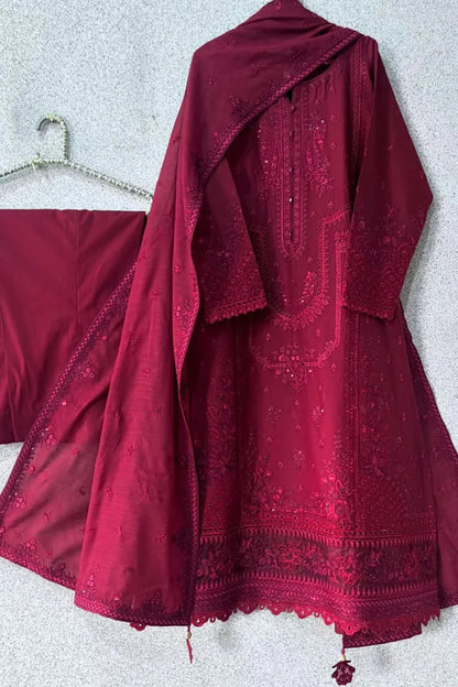 Zarqash Embroidered Dhanak Three Piece D - 210 - Wareeb.Shop